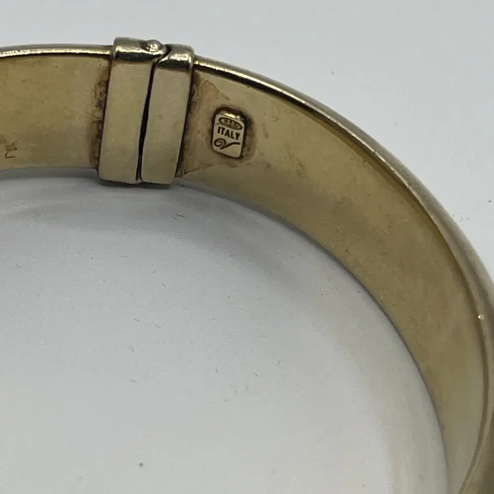 Sterling Silver 925 Gold Vermeil Veronese Italy Hinged Clamper Bracelet Vintage